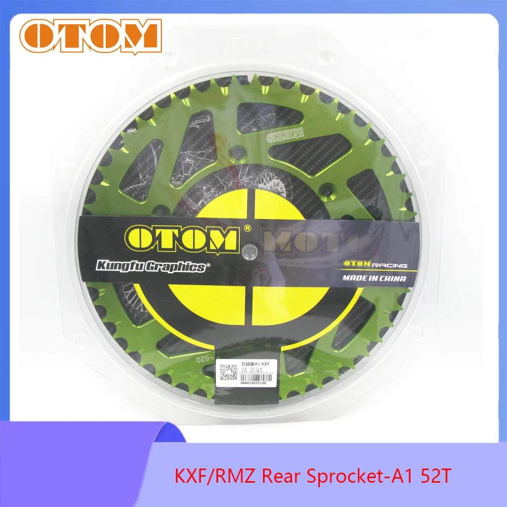 

OTOM Motorcycle Rear Chain Sprocket For KAWASAKI KX KLX 125 250 300 450 SUZUKI RMZ250 520 Chains 52T Drive Plate With Mount Bolt