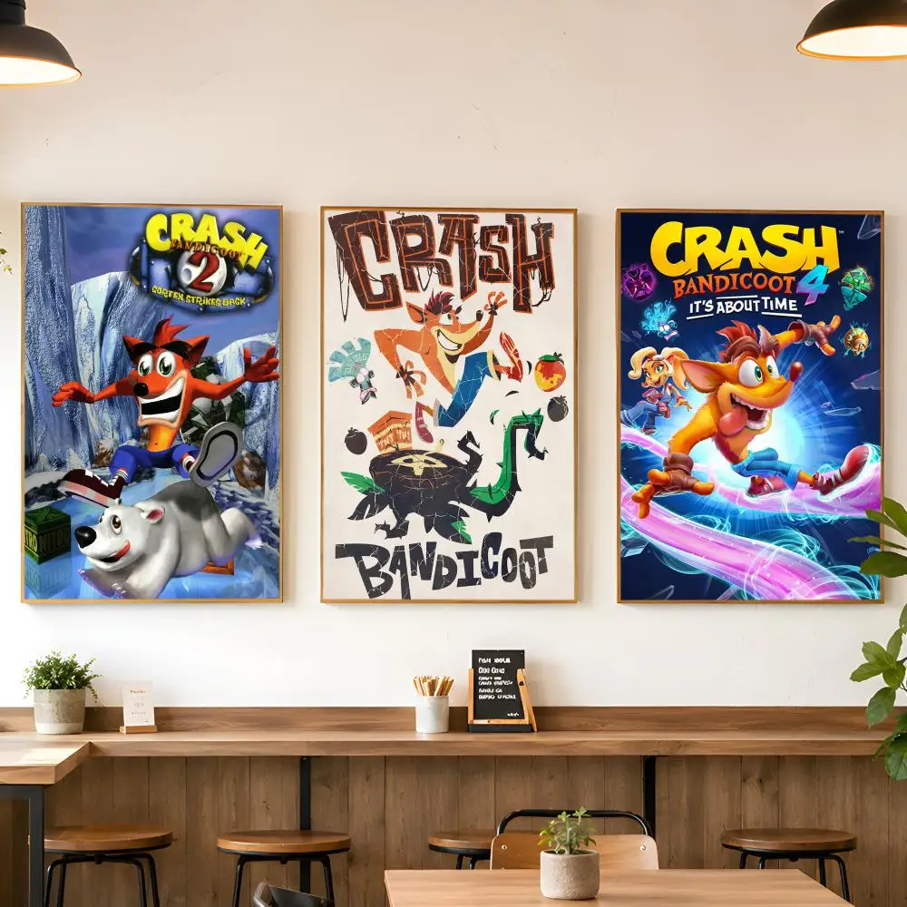 C-CrashS B-Bandicoot Game Poster Matte Wall Peel And Stick Decor Bedroom Living Room Office Dorm Home