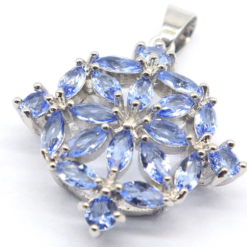 Buy 4 Get 1 Free 40x35mm Star Shape Rich Blue Violet Tanzanite Ladies Wedding Silver Pendant