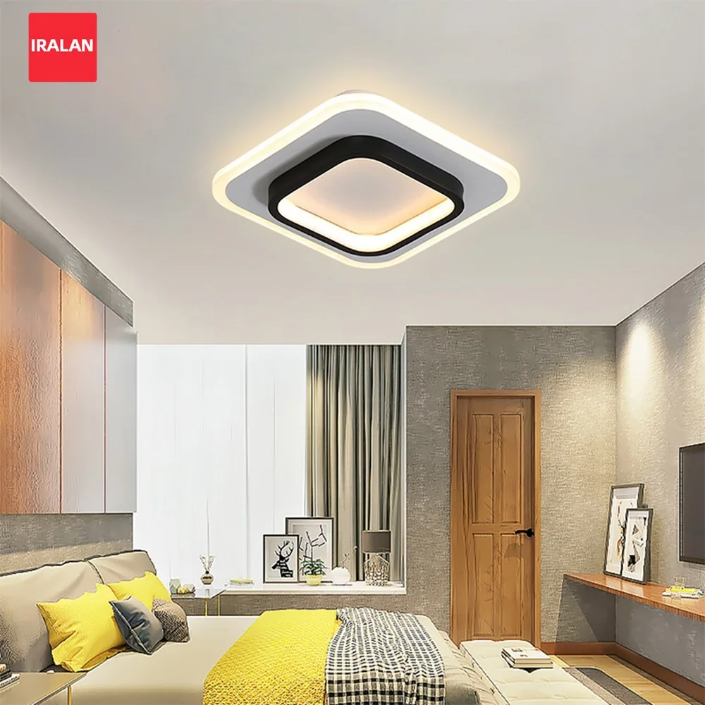 Home Lustre Ceiling Lamps Square Acrylic Lighting Three Color Chandelier Ceiling Lights for Bedroom Corridor Entrance Lamping