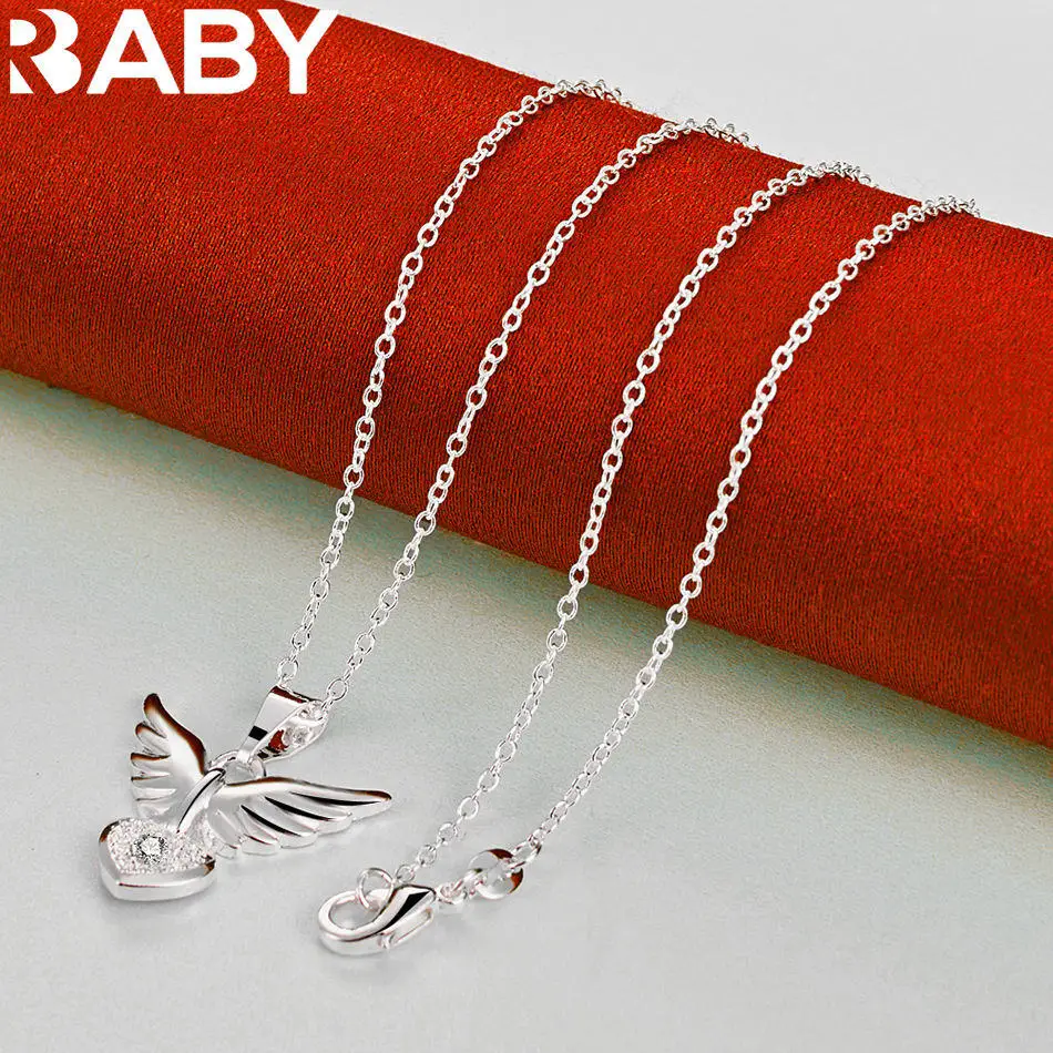 URBABY 40-75 سنتيمتر 925 فضة الزركون أجنحة القلب قلادة قلادة للنساء هدية للذكرى السنوية شعبية البرية موضة رومانسية