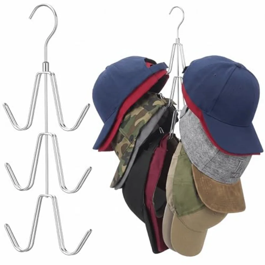 

Hat Organizer for Closet, Rotatable Hat Hanger Holds 36+ Baseball Caps, Space Saving Metal Hat Rack and Cap Holder, No Assembly