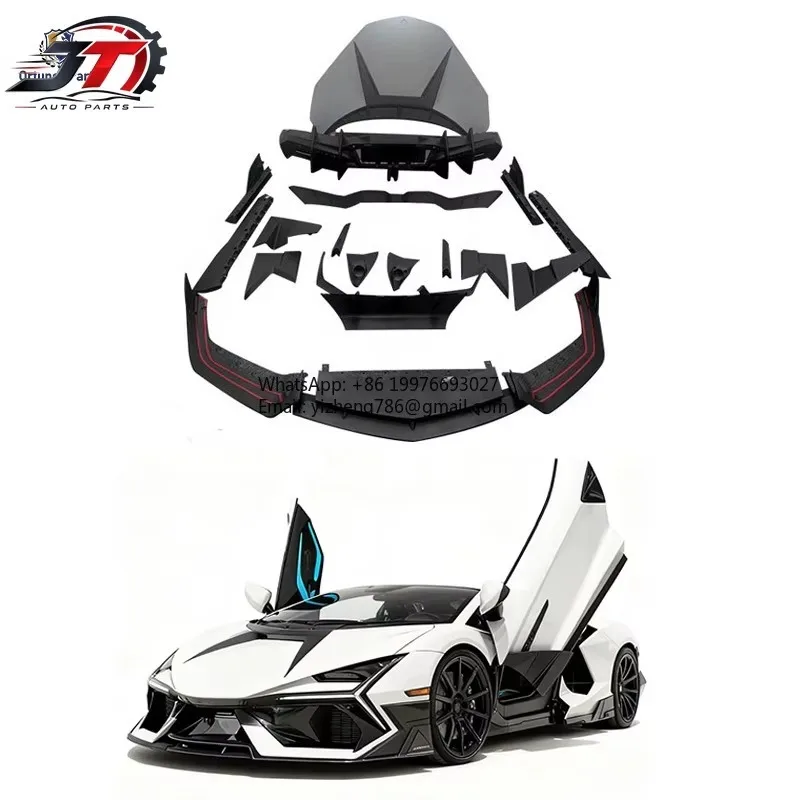 JT New For Lamborghini Revuelto 2023 Dry Carbon Fiber Screw-On Body Kit Upgrade with MSY Style Front Lip Exhaust Rear Diffuser &