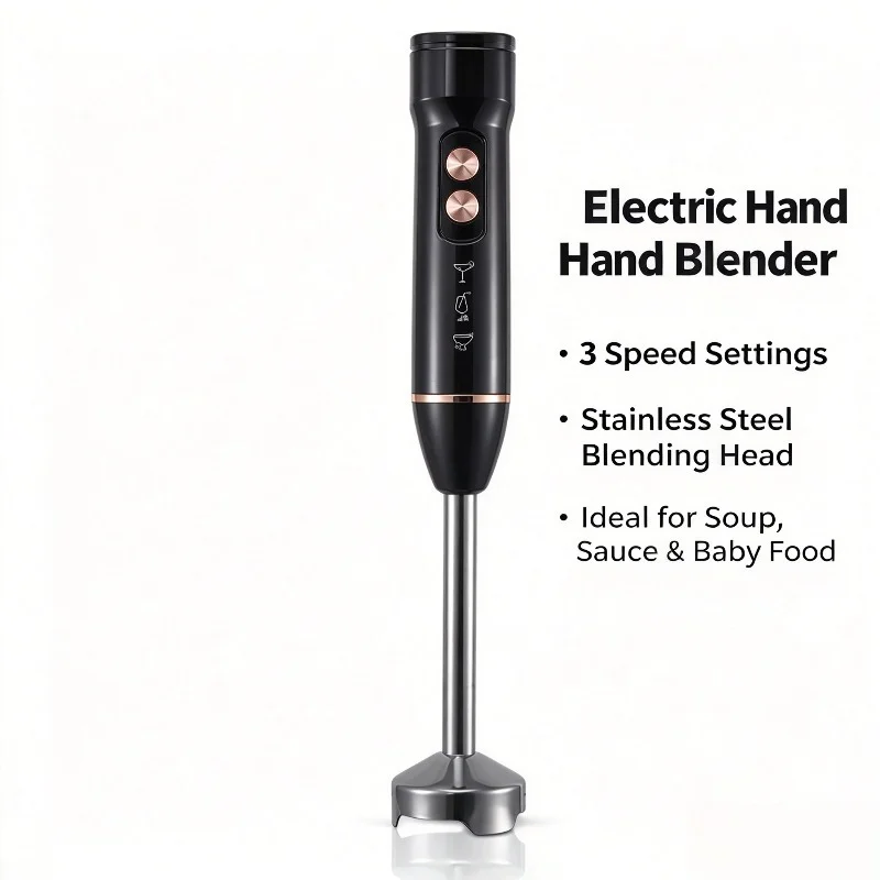 Portable Electric Hand Blender, 800W Stainless Steel Immersion Blender, 4-Blade Kitchen Mixer for Smoothie, Soup, Baby Food