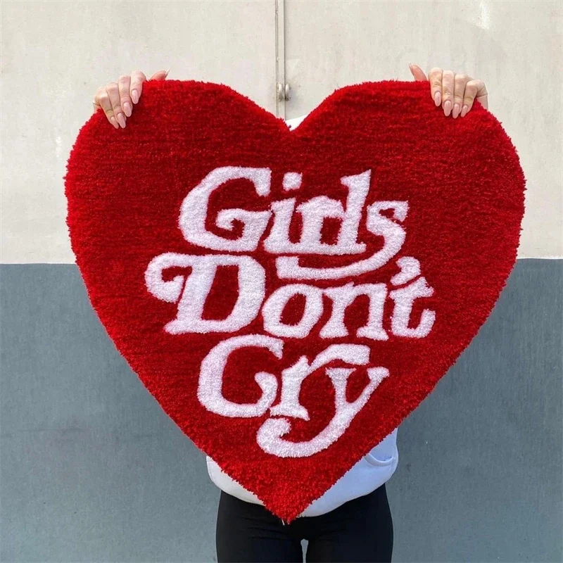 Heart Shaped Faux Cashmere Rug Soft Plush Sofa Bath Mat Bedroom Bedside Cute Romantic Gift For Women Teens Valentines Home Decor