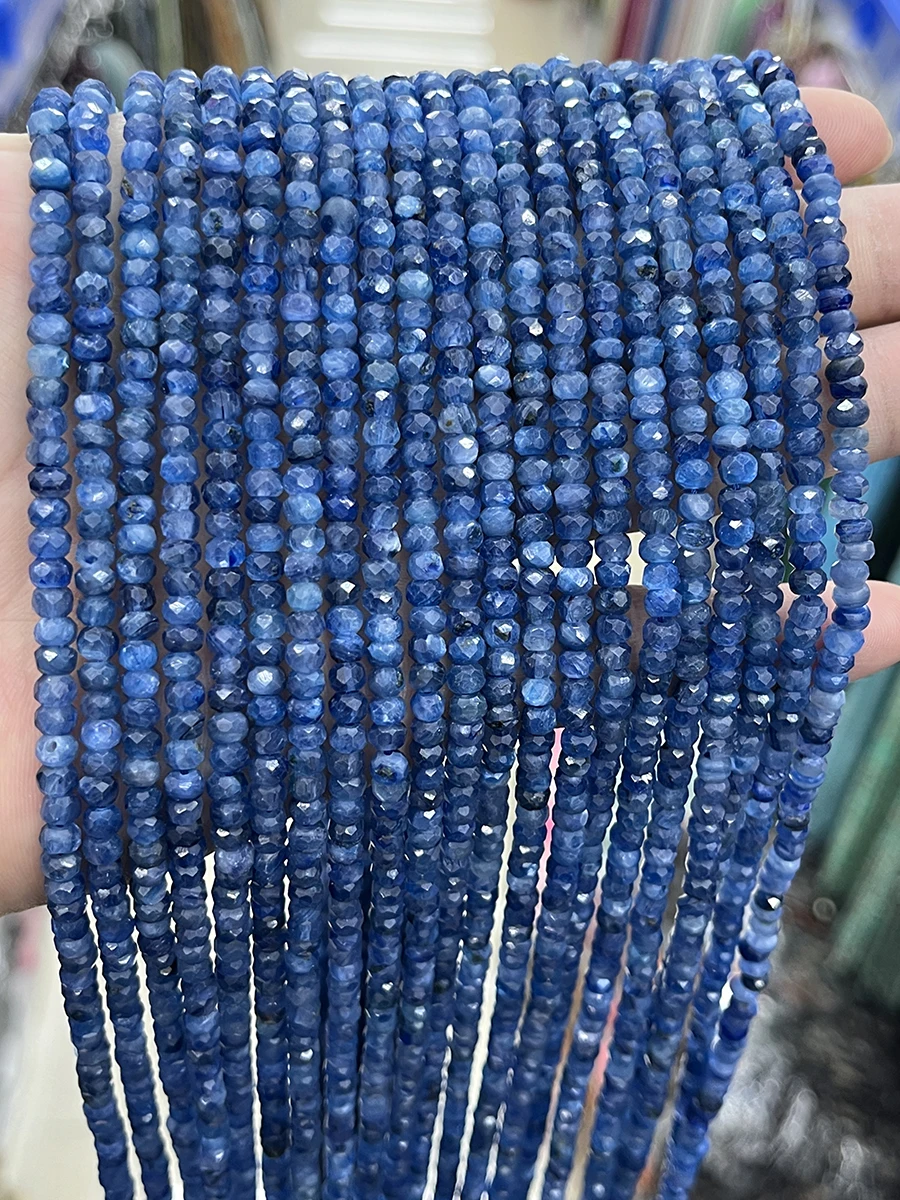 Natural Kyanite Stone Faceted Beads Small Section Loose Spacer For Jewelry Making DIY Necklace Bracelet 15''  3x4MM