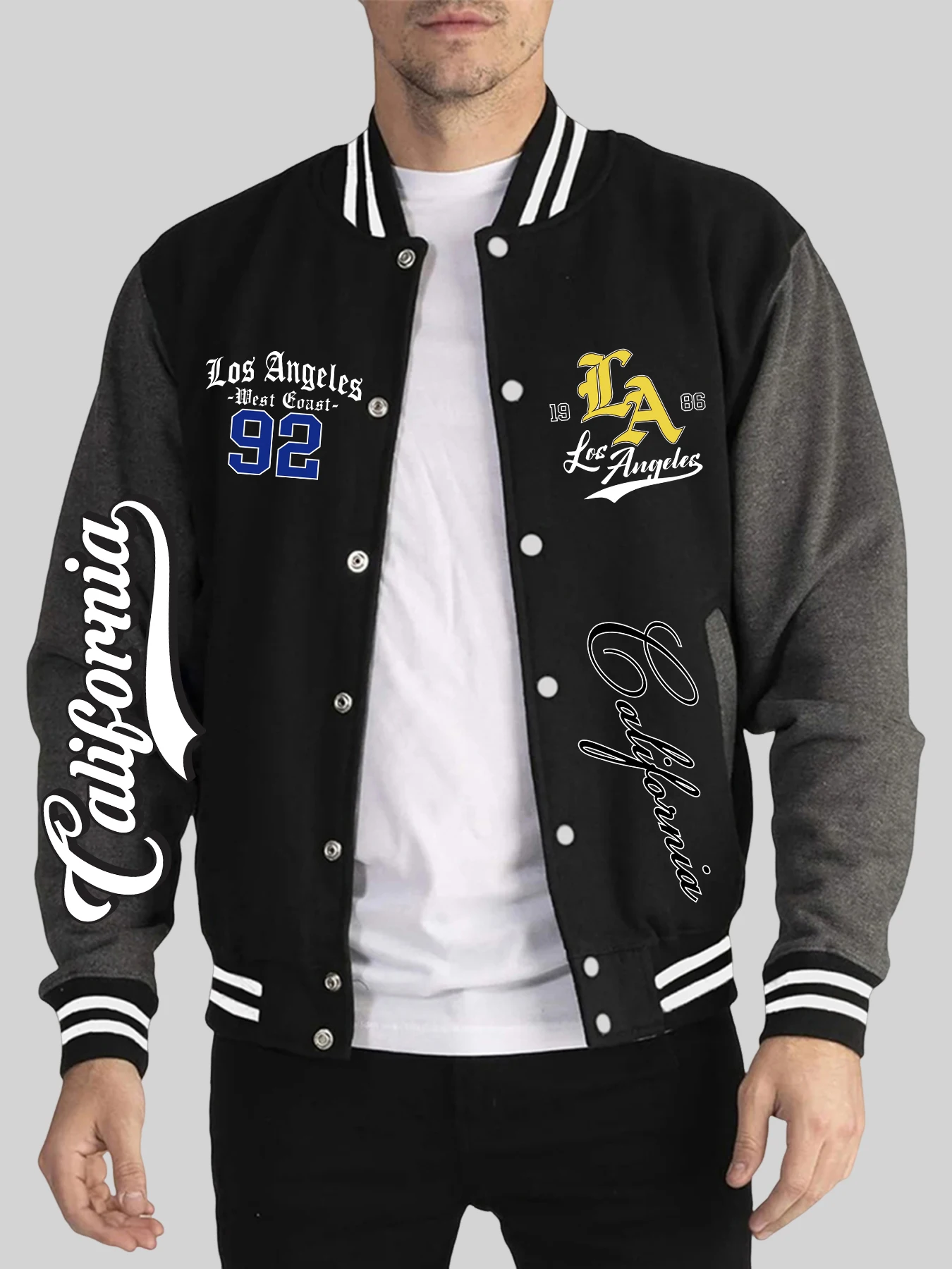 

Бейсбольный трикотаж California Art с буквенным узором, мужские осенне-зимние модные куртки, спортивная уличная одежда, мягкая свободная одежда