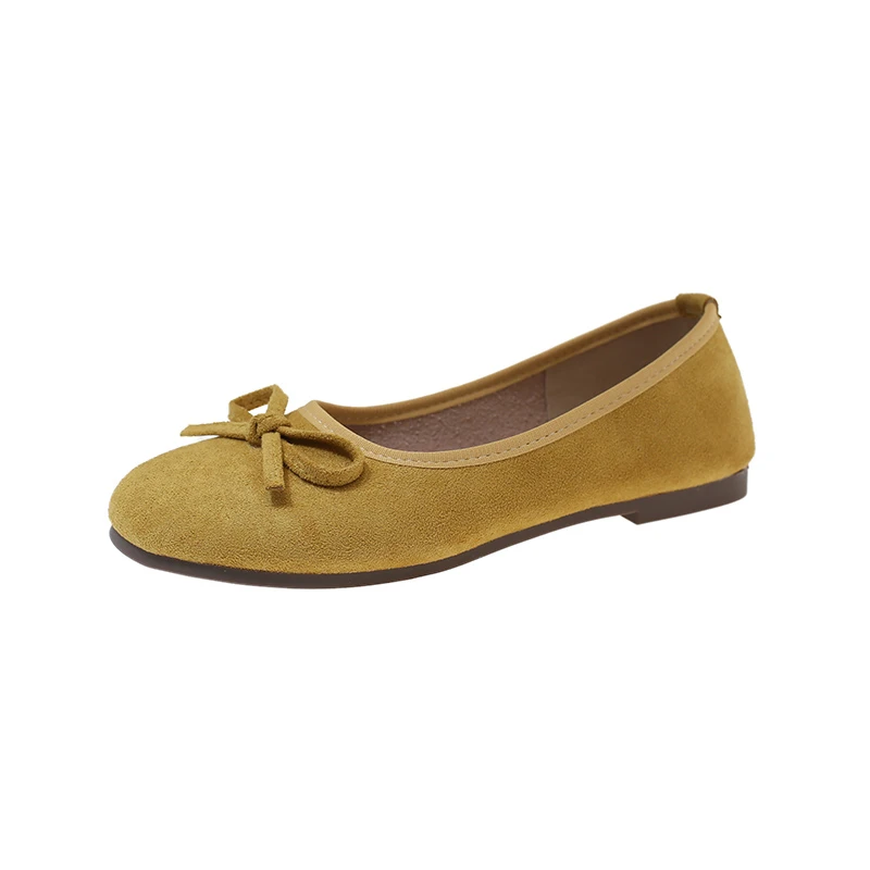 Damen Ballerinas mit Schleifendekoration, runder Zehenpartie, aus Wildleder, zum Hineinschlüpfen. – Detail 19