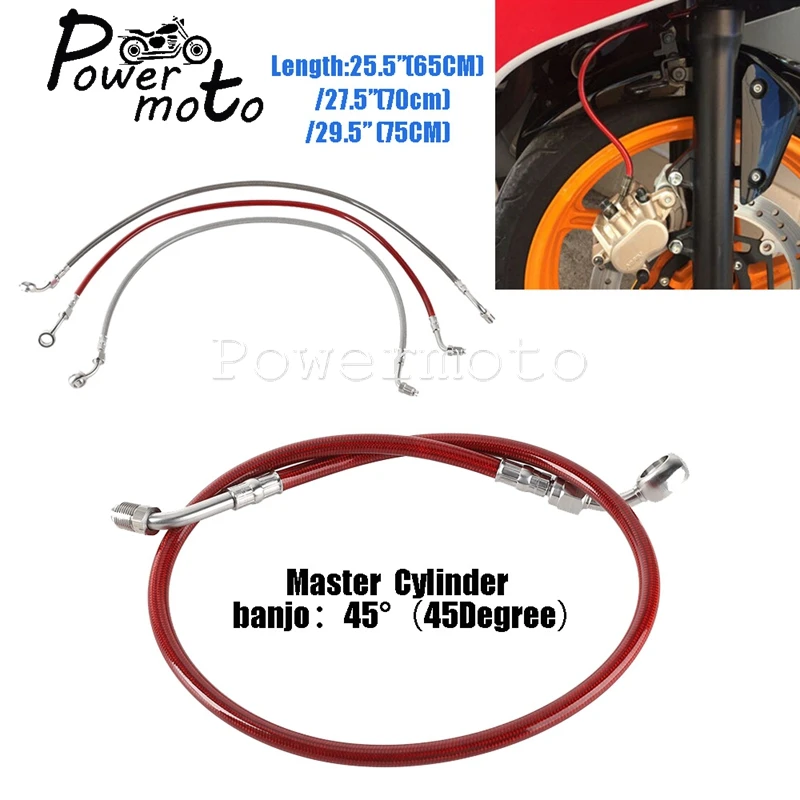 65cm 70cm 75cm Motorcycle Brake Hose Oil Tube Braided Hydraulic Brake Line Cable For Harley Softail Street Bob Standard 2018-23