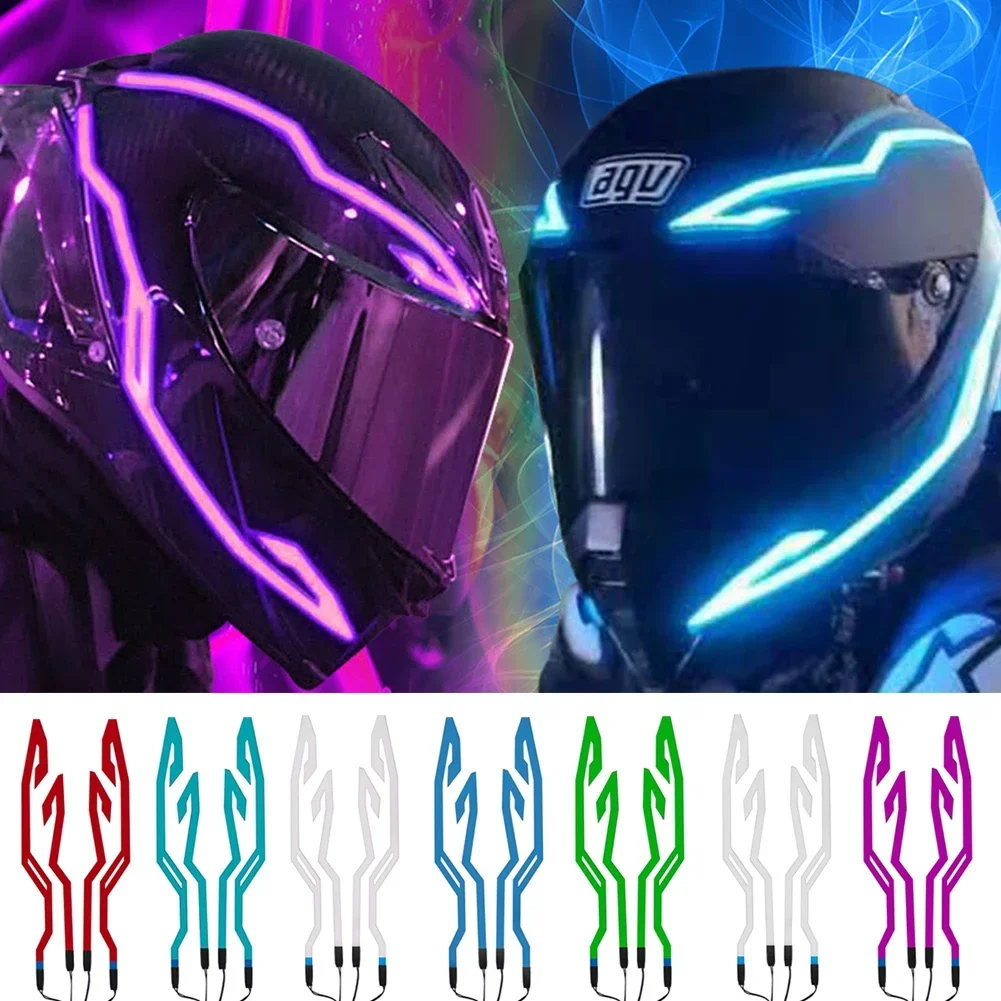 LED Cold Light 4-in-1 Motorcycle Bike Helmet Strip EL Sticker Waterproof Warning Lights Motorcycle Night Riding Accessories