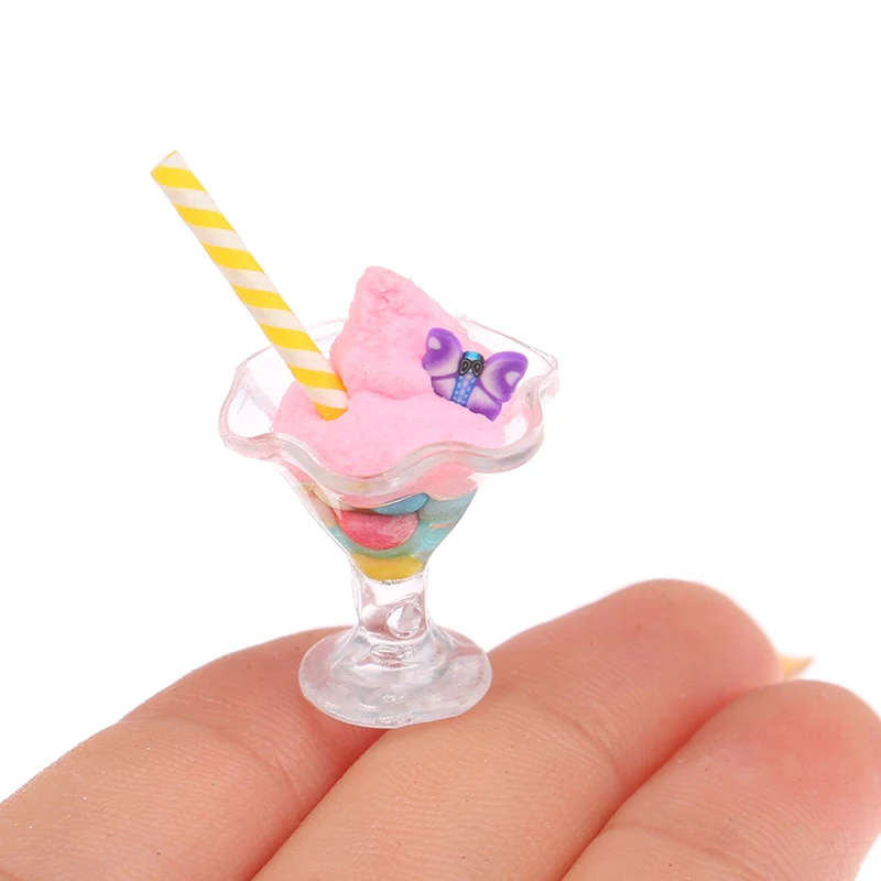 1Pcs 1:12 Dollhouse Miniature Ice Cream Model DIY Scene Kitchen Food Accessories For Doll House Decor Kids Pretend Play Toys