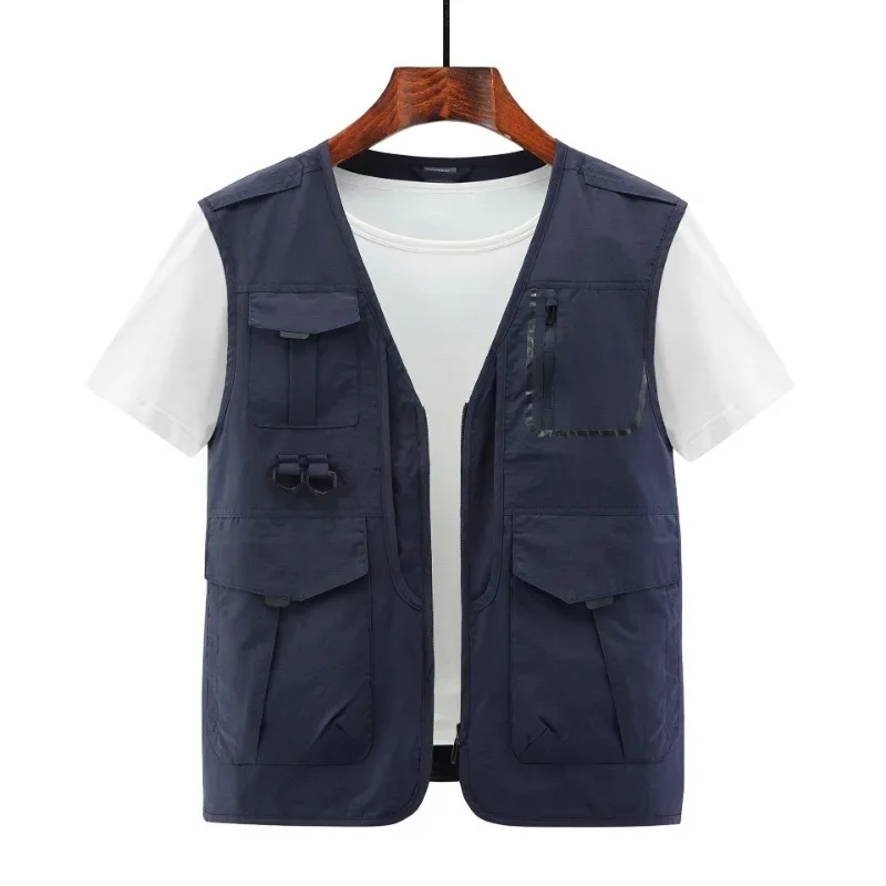 

Camping Vest Sleeveless Jacket Waterproof Padded Men Luxury Fishing Vests Professional Denim Hunting Windbreaker Coat Work MAN