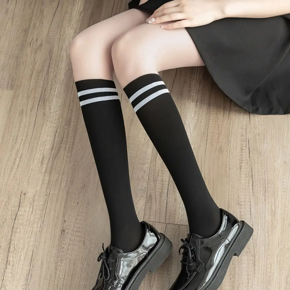 مكافحة هوك النايلون مخطط الربط جوارب طويلة رقيقة وهمية العجل الجوارب النساء جوارب مطابقة فستان سلس الجوارب فتاة