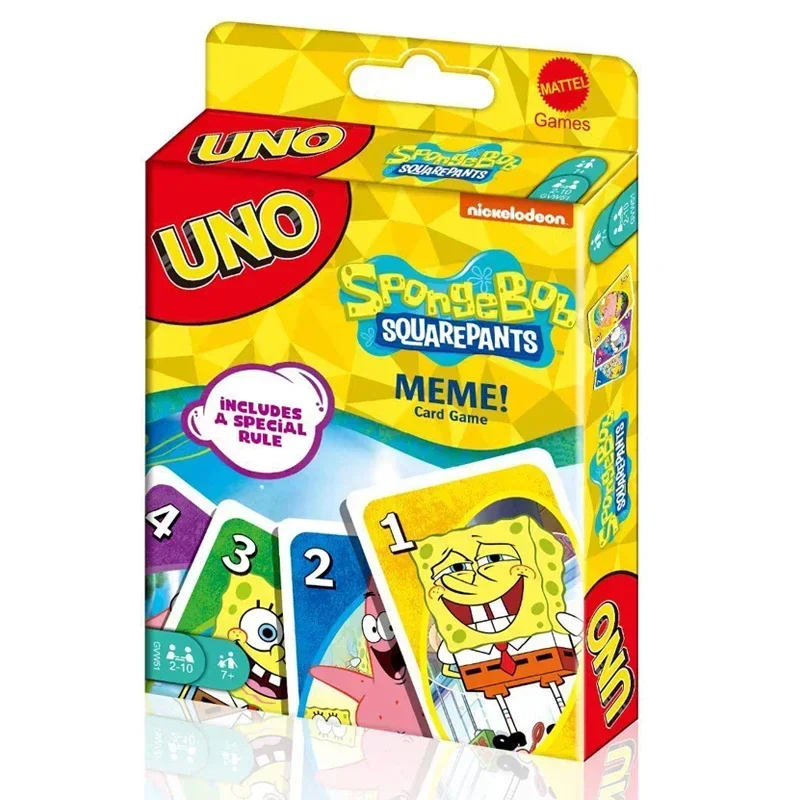estilos Tarjeta Mattel UNO SpongeBob SquarePants! !Juego de cartas de anime para la noche familiar con gráficos temáticos de programas de televisión y