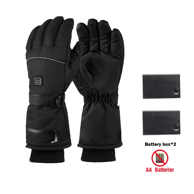 

Winter Skiing Heated Gloves With Battery Box Outdoor Gloves Warm Waterproof Rechargeable Heating Thermal Gloves For Skiing Moto