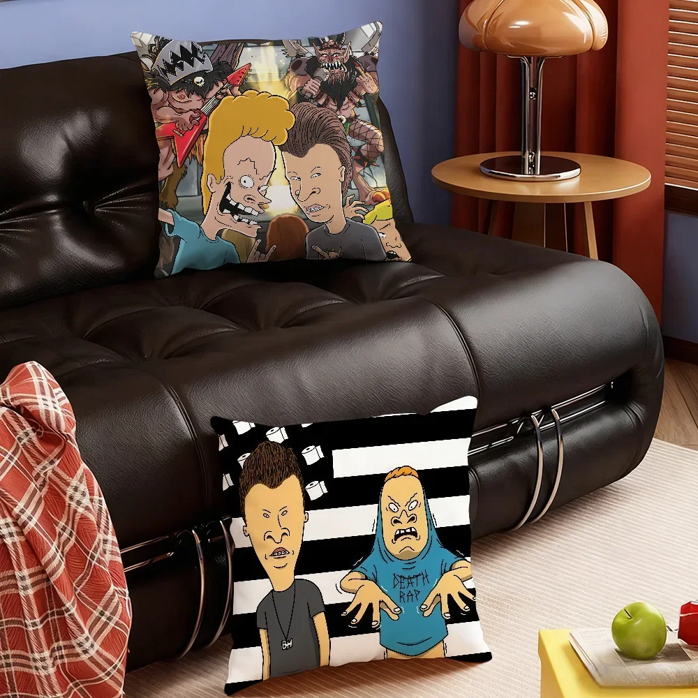 Cartoon B-Beavis and Butt-Head-S cushion cover Soft Smooth Pillow Case Hidden Zipper Washable Decorative Couch Office Gift