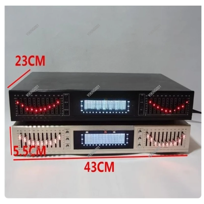 EU Plug Dual Channel Stereo Audio Equalizer, 3 Band High Mid Low Tone EQ Adjuster For Home HiFi Sound System Tuning