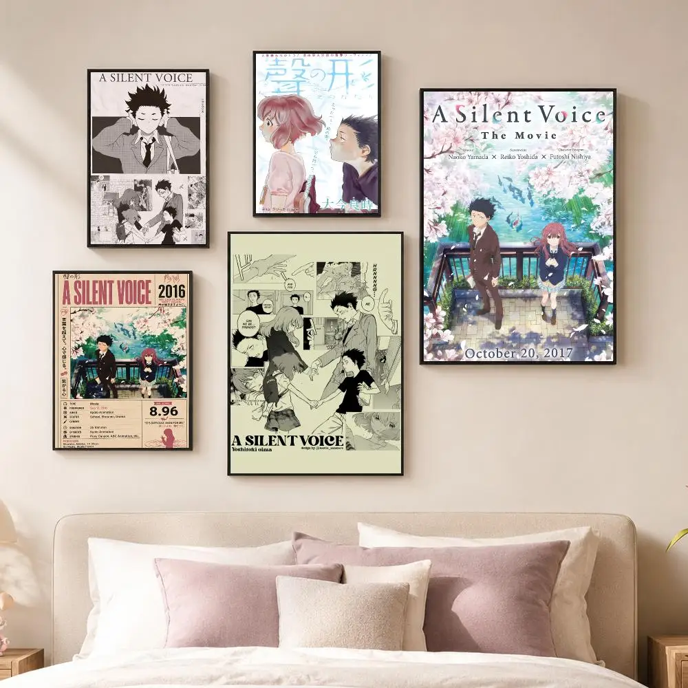 Anime A-A Silent Voice Poster Vintage PP Paper Wall Art Home Decor Print for Bedroom Living Room Aesthetic Gift
