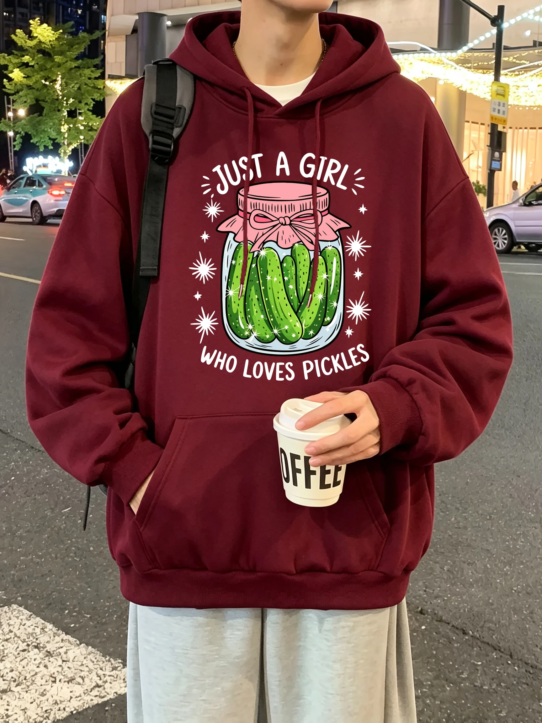 Just A Girl Who Loves Pickles Cucumbers Print Men'S Hoodies Loose Jogging Hoody Pocket Fleece Streetwear Autumn Pullover