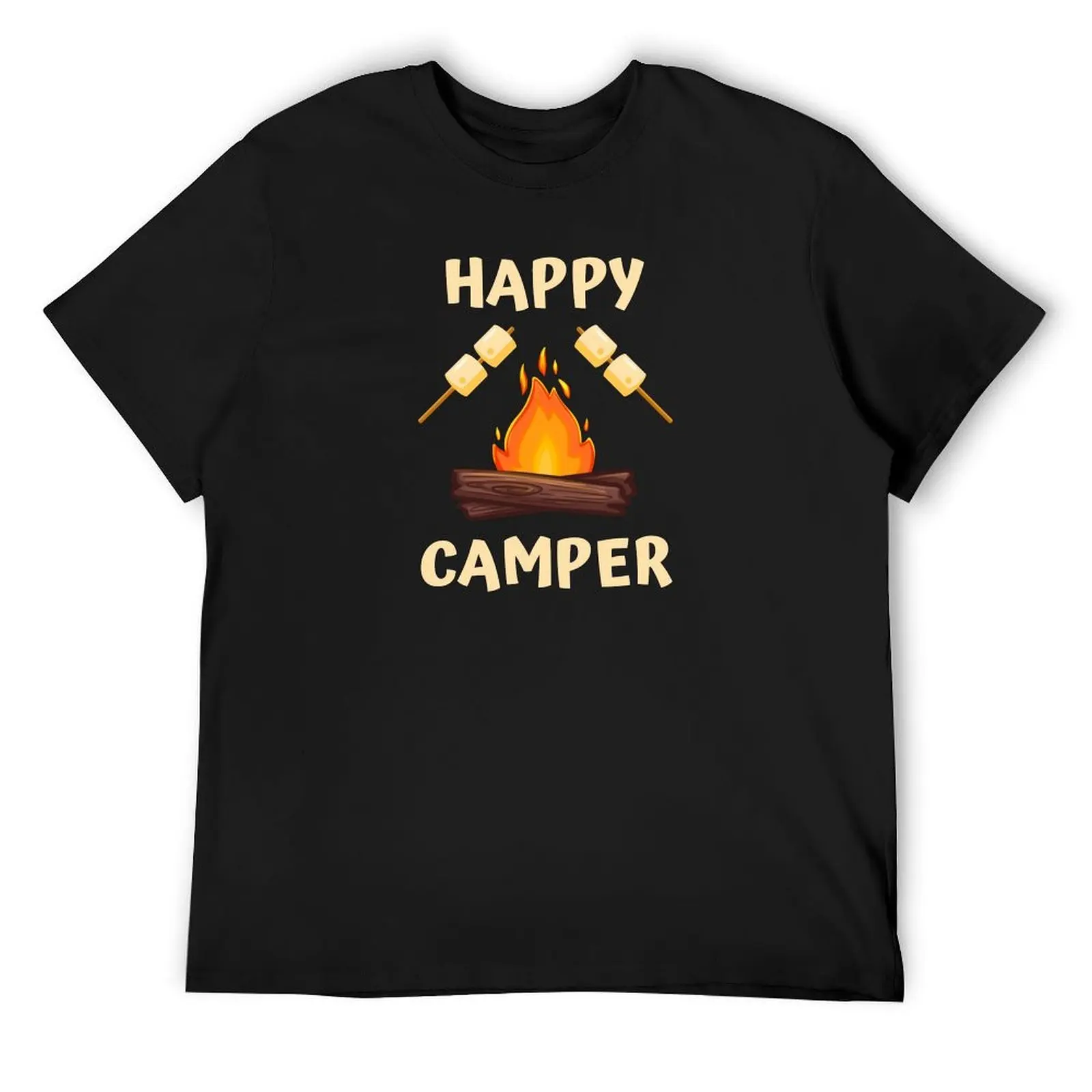 

Happy Camper T-Shirt Short sleeve tee shirts graphic tees cute tops cotton t shirt men