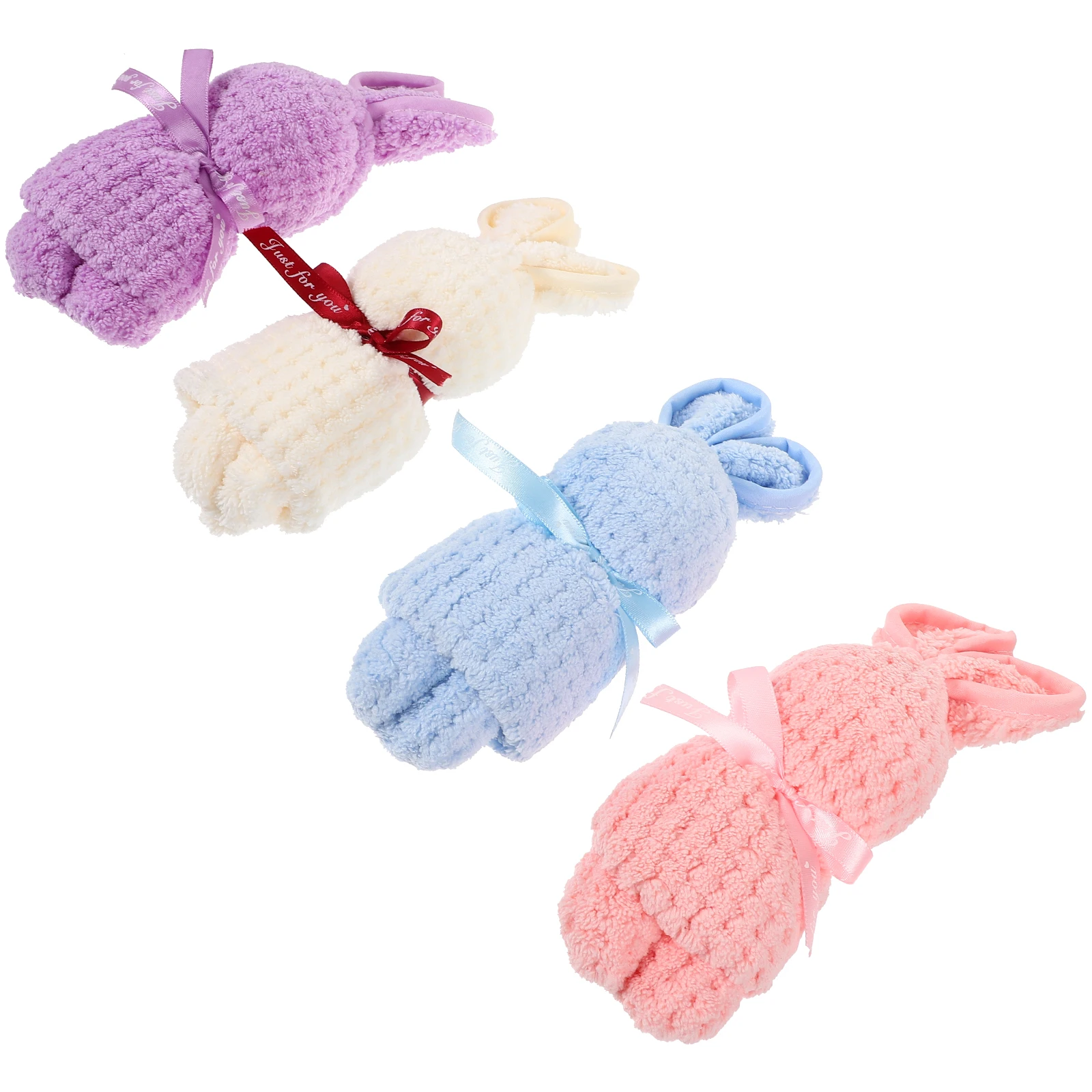 

4 Pcs Bunny Towel Thickened Cloth Comfortable Breathable No Hair Loss Fade Gift Baby Cartoon Adorable Bathroom Washcloth Easter