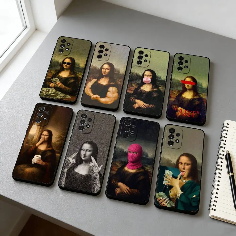 

Funny M-Mona Lisa Phone Case For Samsung S25,S24,S21,S22,S23,S30,Ultra,S20,Plus,Fe,Lite,Note,10,Black Cover