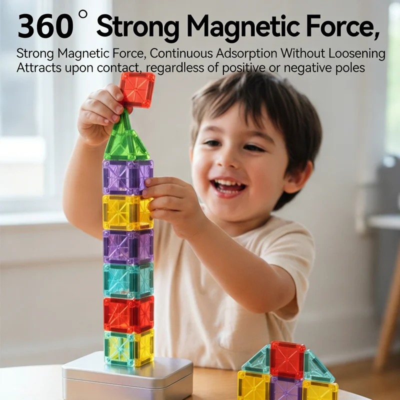 Jouets éducatifs Montessori, ensembles magnétiques, carreaux magnétiques pour enfants, cadeaux, blocs de Construction, modèle de bricolage, jouets de Construction