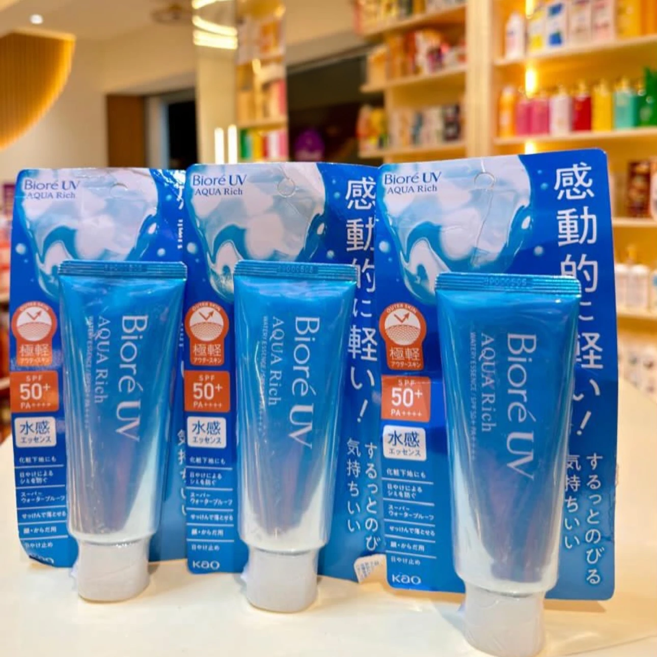 Japan Brand Sunscreen Isolation Lotion Biore UV Aqua Rich Watery Gel SPF50+ PA++++ Face Body UV Screen Strong Protection Serum