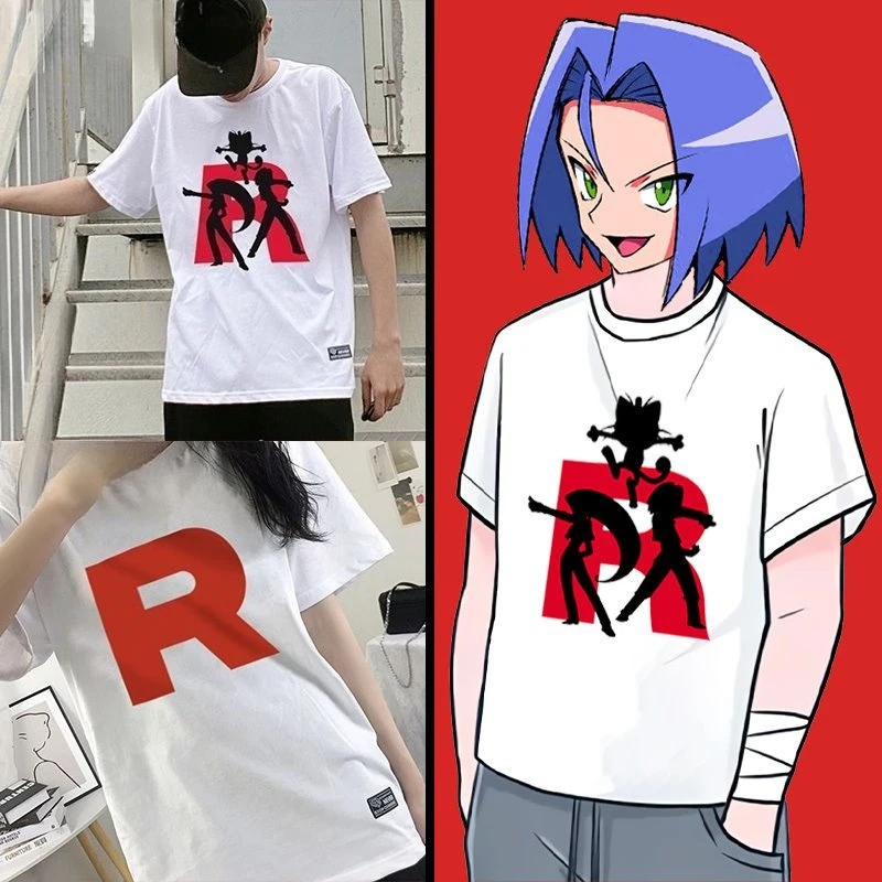 

Rocket Team Jessie Couple Short sleeved Anime Characters Summer Casual Printed Short sleeved T-shirt Men Women Birthday Gifts
