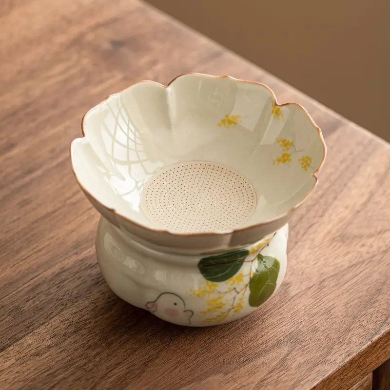 

Hand Drawn Tea Strainer, Household Tea Filter, Ceramic Tea Separation Filter, Tea Set Accessories