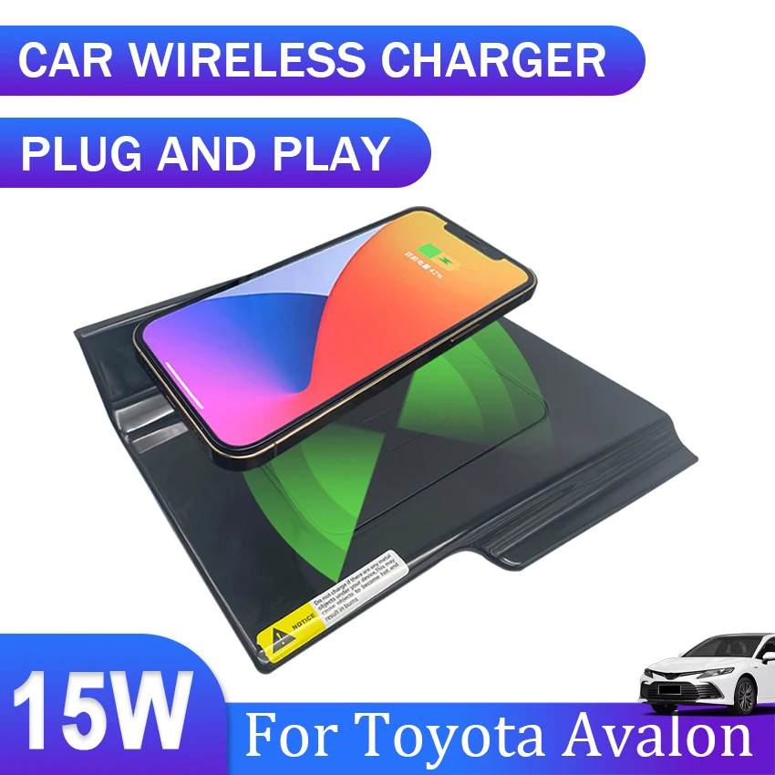 

Car QI wireless charger 15w fast charging plate phone holder wireless phone charger For Toyota Avalon 2019 2020 2021 accessories