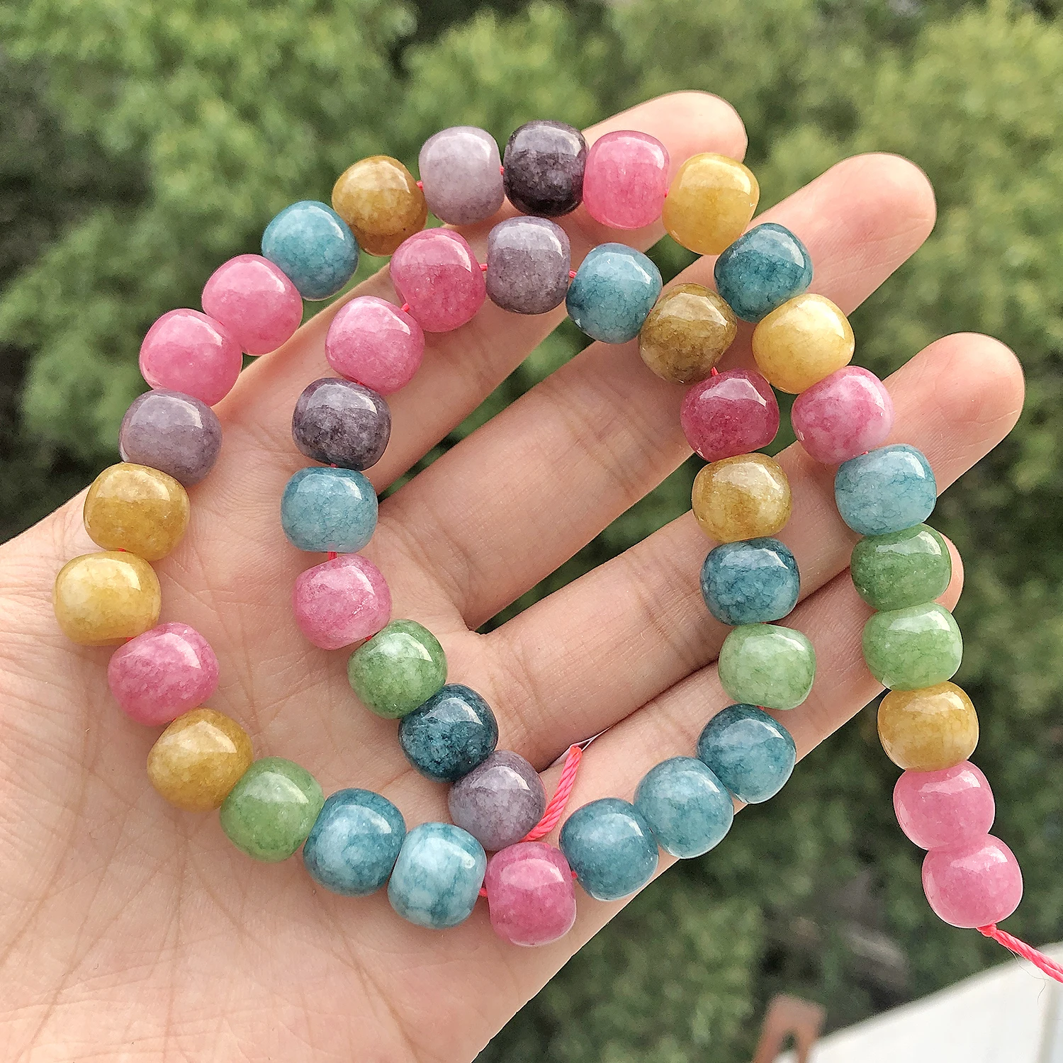 40pcs 9.5x8mm Nature Barrel Shape Stone Beads Rose Quartz Jade Spacer Beads for Jewelry Making DIY Handmade Bracelets Accessory