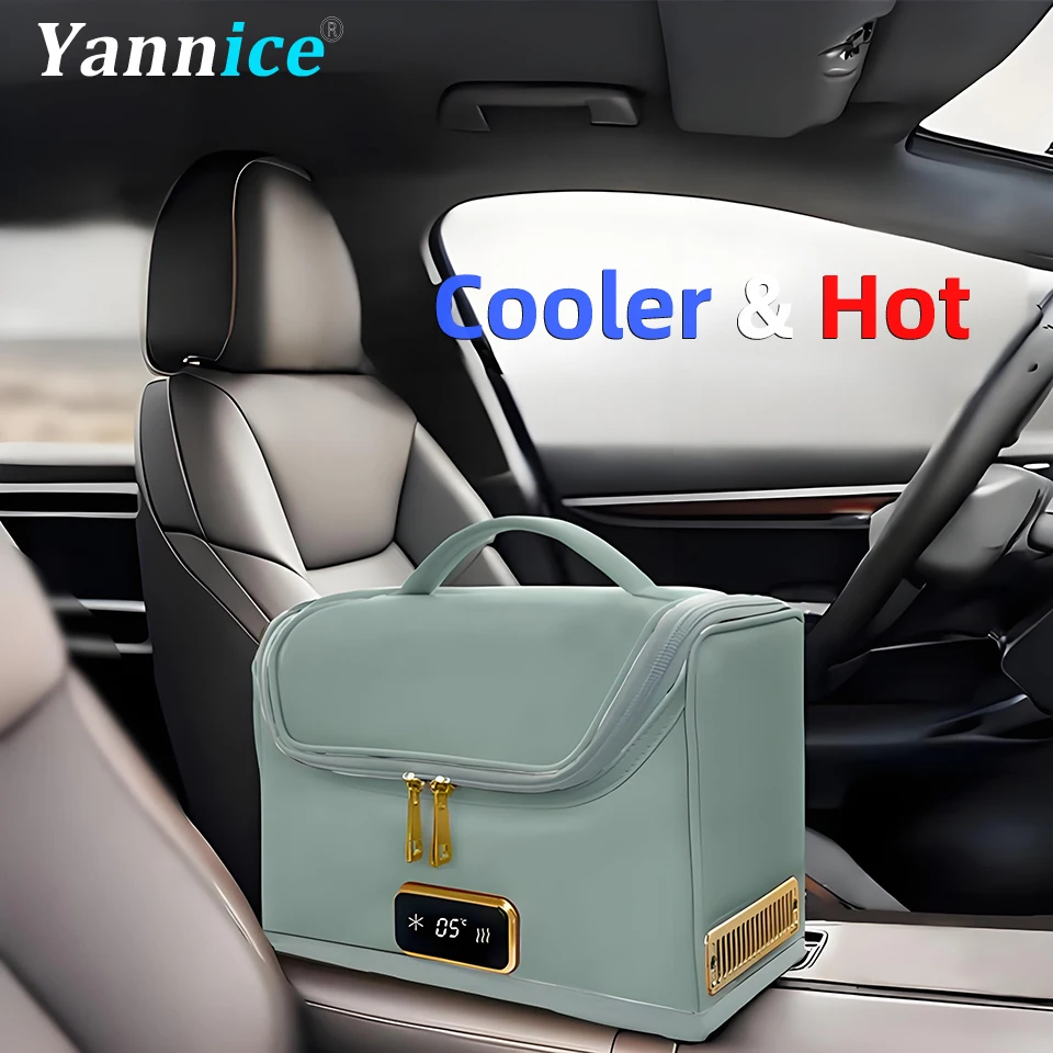 

Portable 12V220V Green Car Cooler Warmer Bag Soft Electric Lunch Box Handheld Car Refrigerator for Camping Travel Home Car Use