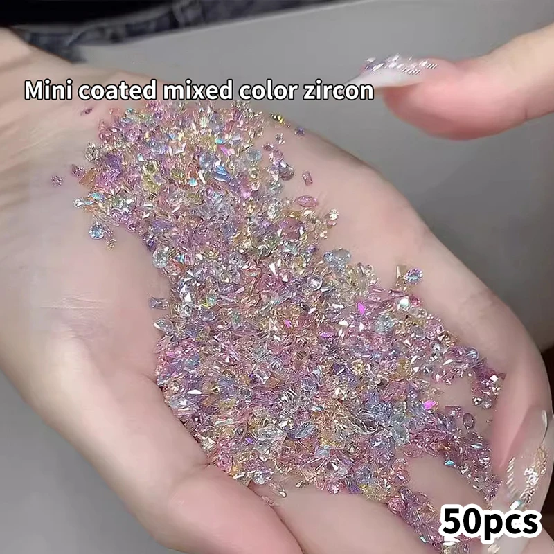50Pcs/lot 3mm Multicolor Nail Art Gems Micro Nail Rhinestones Mini Crystal Bling Nail Art Decorations Manicure Accessories