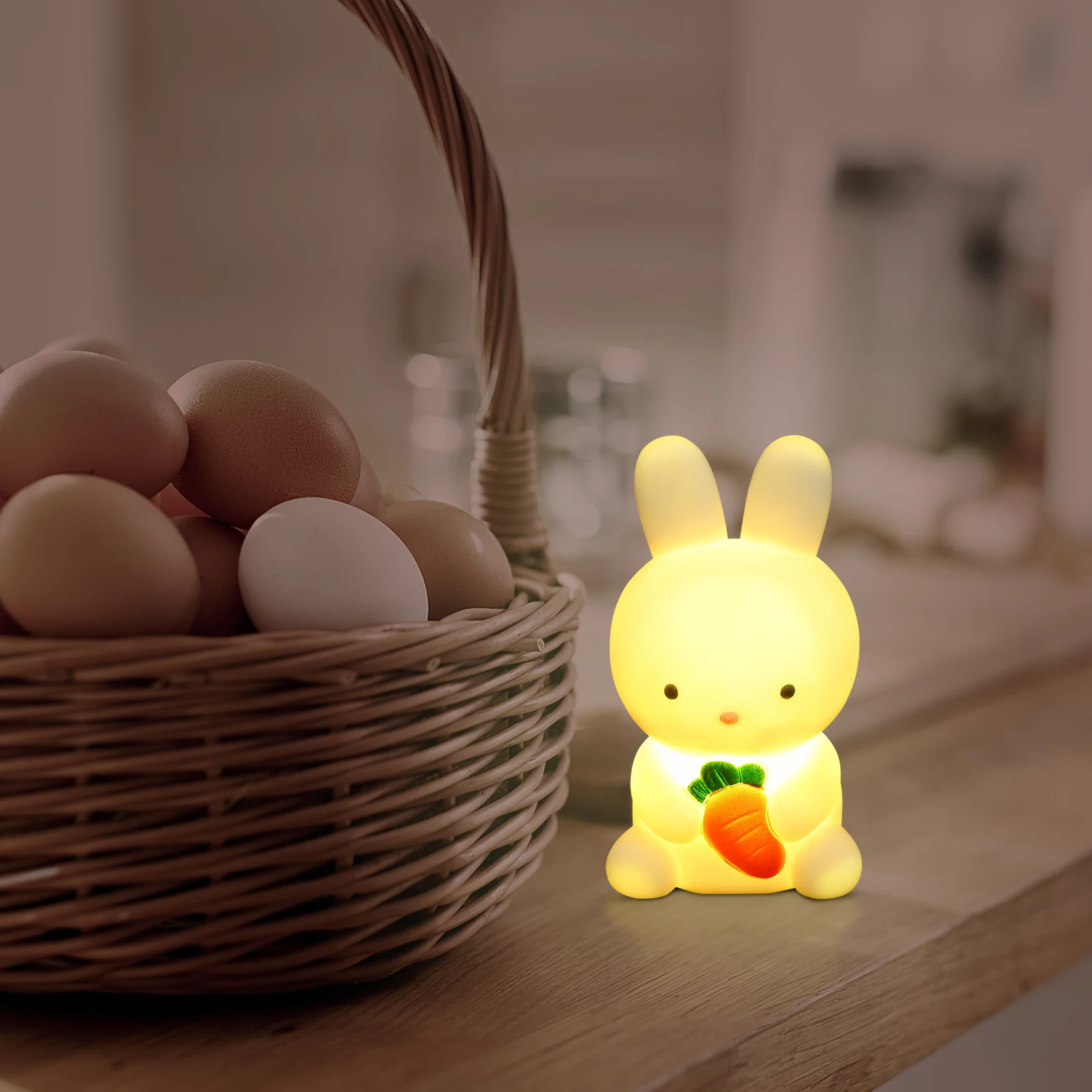 Lampada Notturna LED a Forma di Coniglietto, Luce da Comodino per Camera da Letto e Cameretta