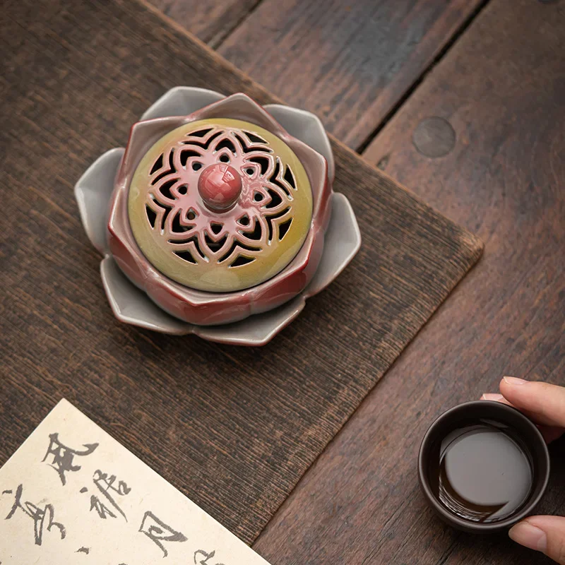 مبخرة لوتس التأمل من السيراميك الملون، ملحقات مساعدات النوم من Zen ASMR الإبداعية لديكور المنزل