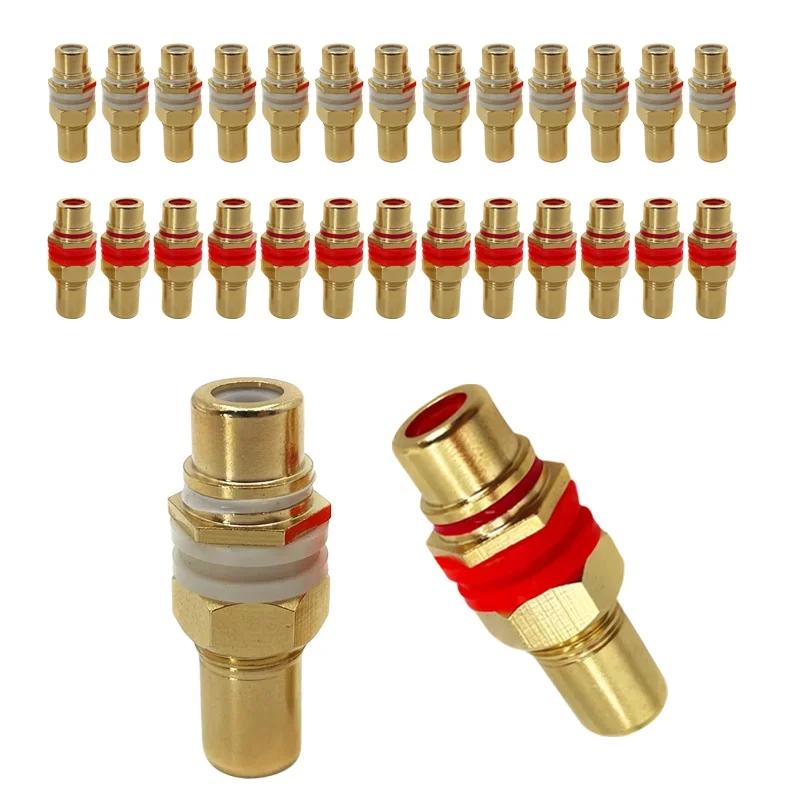 4/8/16/40PCS Gold Plated RCA Female To Female Coupler Joiner Jack Straight F/F Socket with Washer Audio RCA Connector Speaker