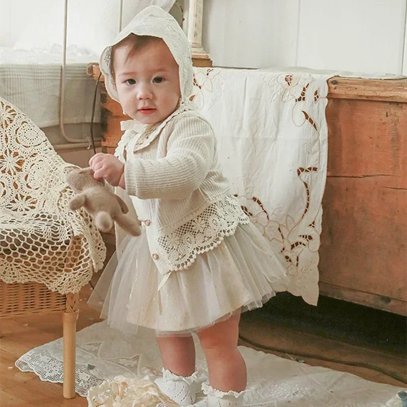 

Весенне-летняя повседневная солнцезащитная одежда для маленьких девочек, куртка-кардиган, универсальный кружевной кардиган, летняя верхняя одежда для маленьких девочек, От 0 до 5 лет