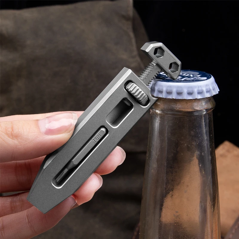 Outdoor Portable EDC Multifunctional Titanium Alloy Mini Wrench Screwdriver Keychain Pocket Tool Pendant