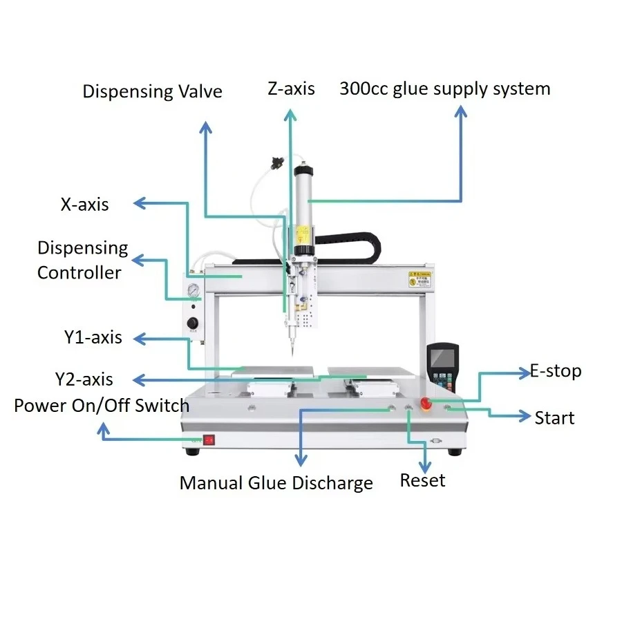 desktop numerical control 30ml AB glue dispenser three-axis robot bearing 220V motor engine 1 year warranty 0.02-0