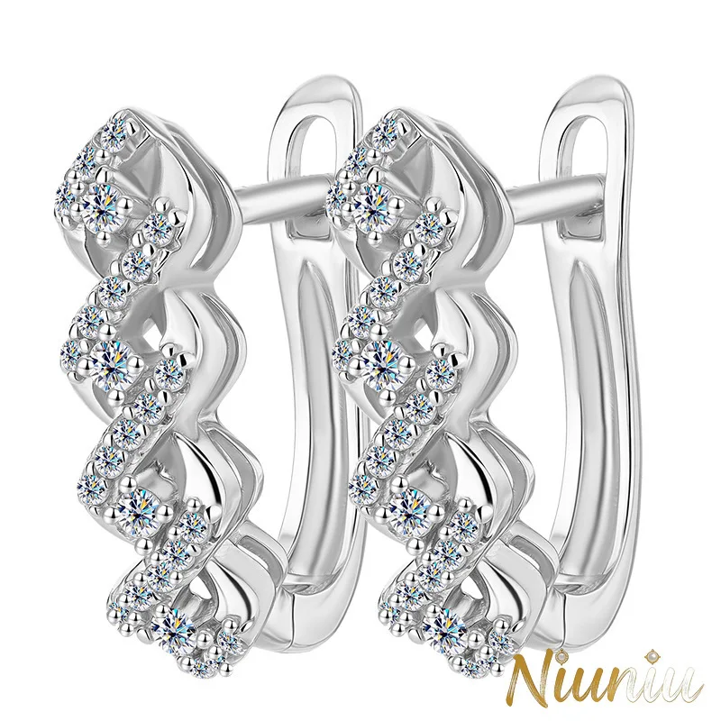 

S925 Pure Silver Moissanite Lace Stud Earrings - Fashionable and Luxurious Moissanite Ear Rings