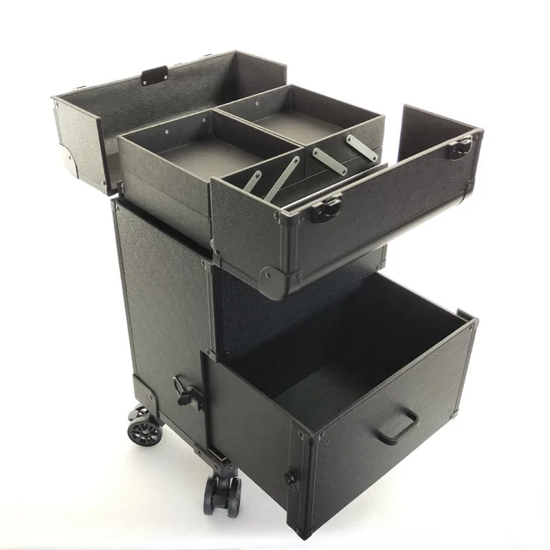 Large cosmetic case, professional follow-up artist multi-layer function storage portable trolley toolbox