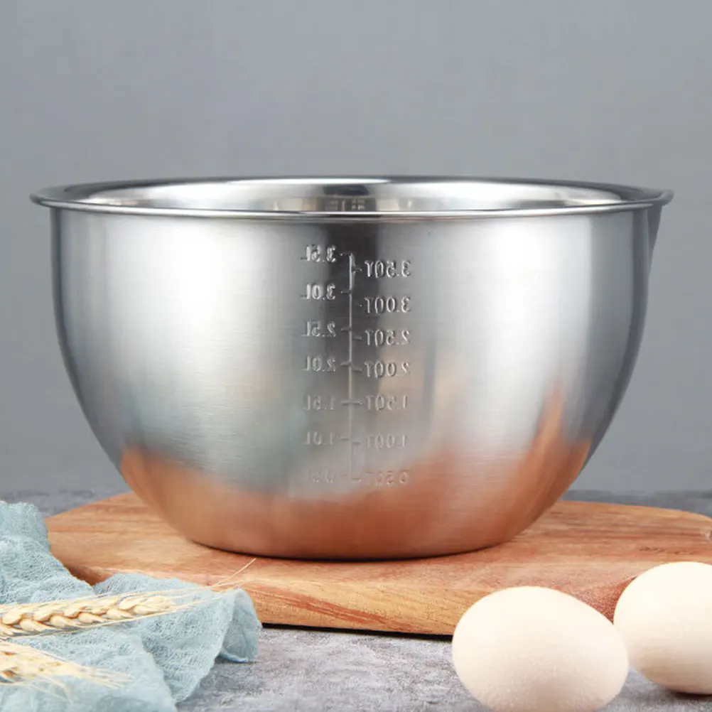 

Baking Egg Beater Practical Mixing Bowl Stainless Steel Prep Sturdy Salad Bowls Large Serving with Scale Cooking