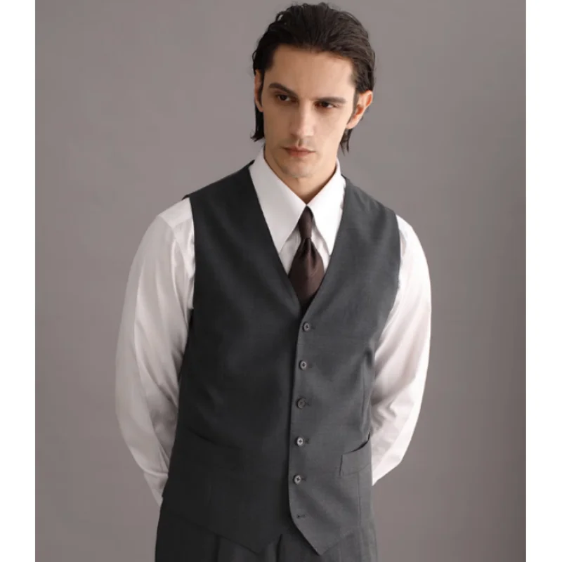 

Vest Male V-neck Sleeveless Business Casual Style Gentleman Retro Style 2023 New Product Warm Jacket Steampunk