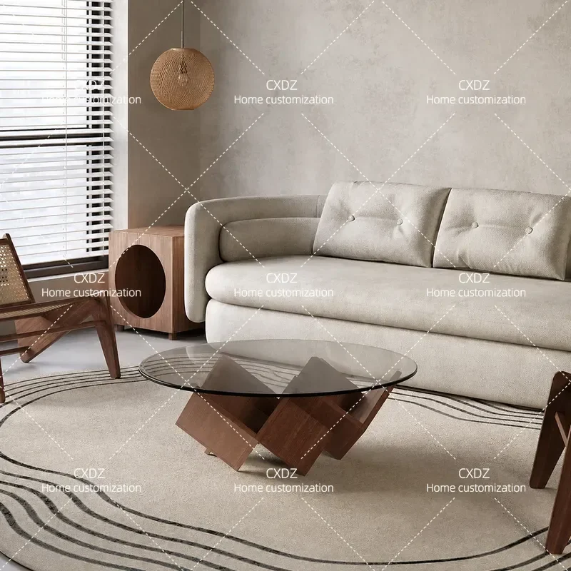 Modern Minimalist Round Glass Coffee Table for Living Room Small Apartment Balcony Sofa Side Table Light Luxury Home