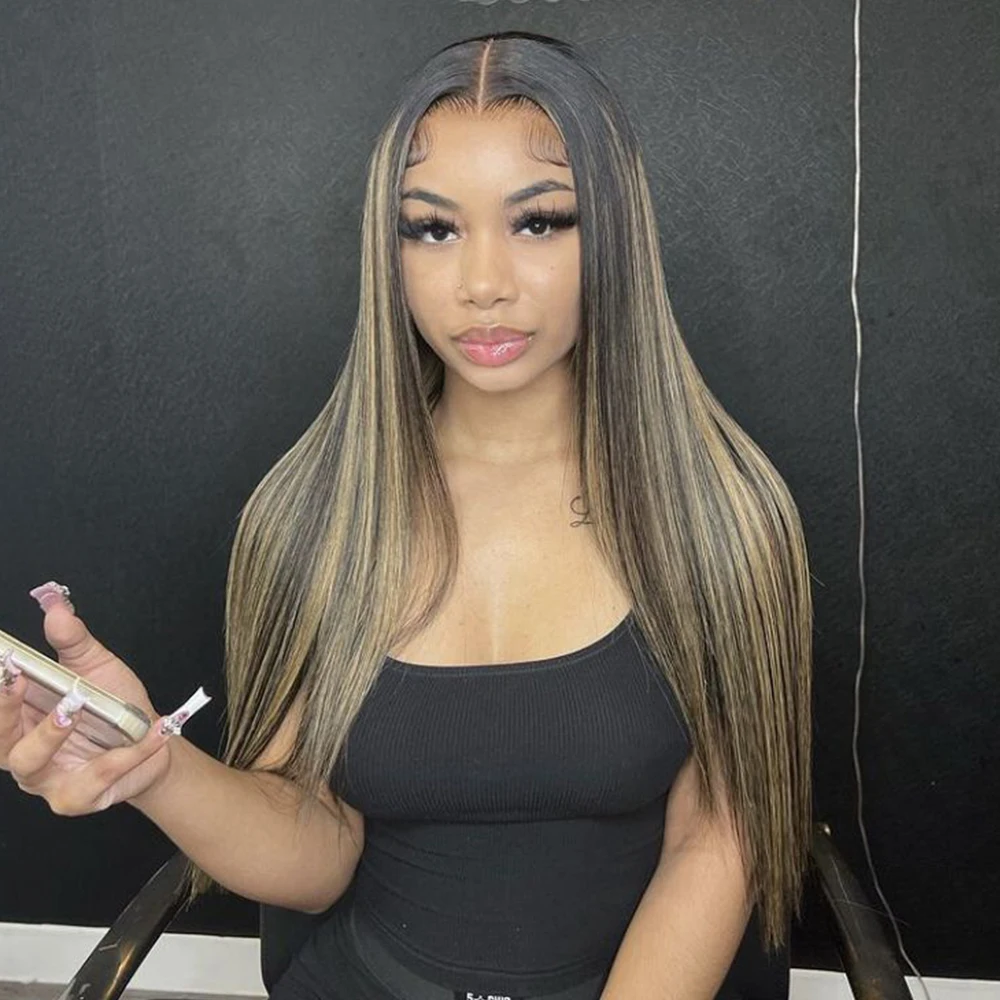 13x4 13x6 Lace Front Wig Blonde Colored Straight Lace Frontal Wigs Pre Plucked Highlight Blonde Wigs Perruque Cheveux Humains