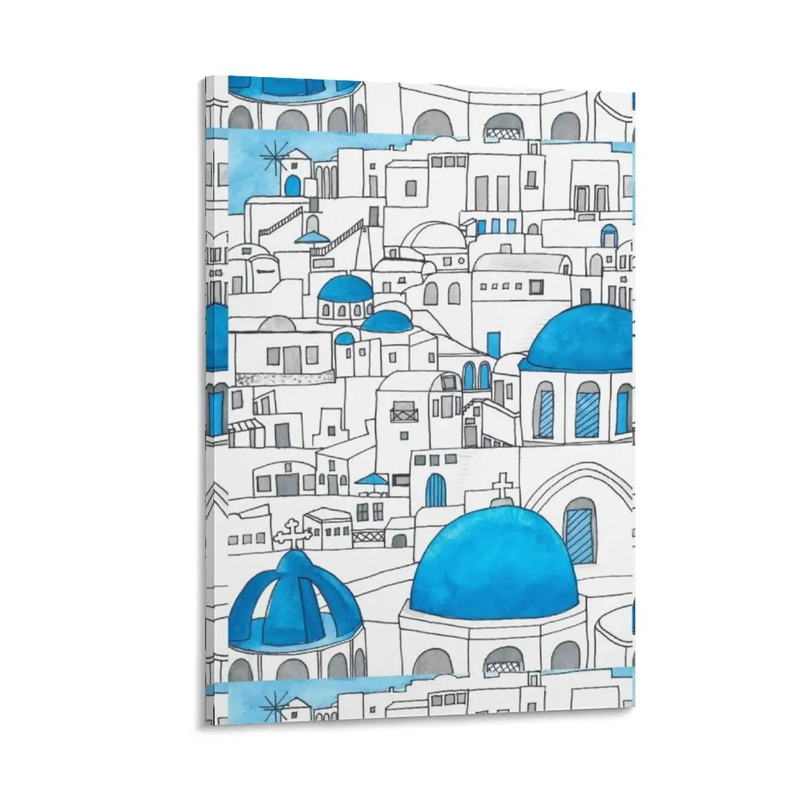 

Santorini Blue and White Paradise Canvas Painting ornaments for home home decorations