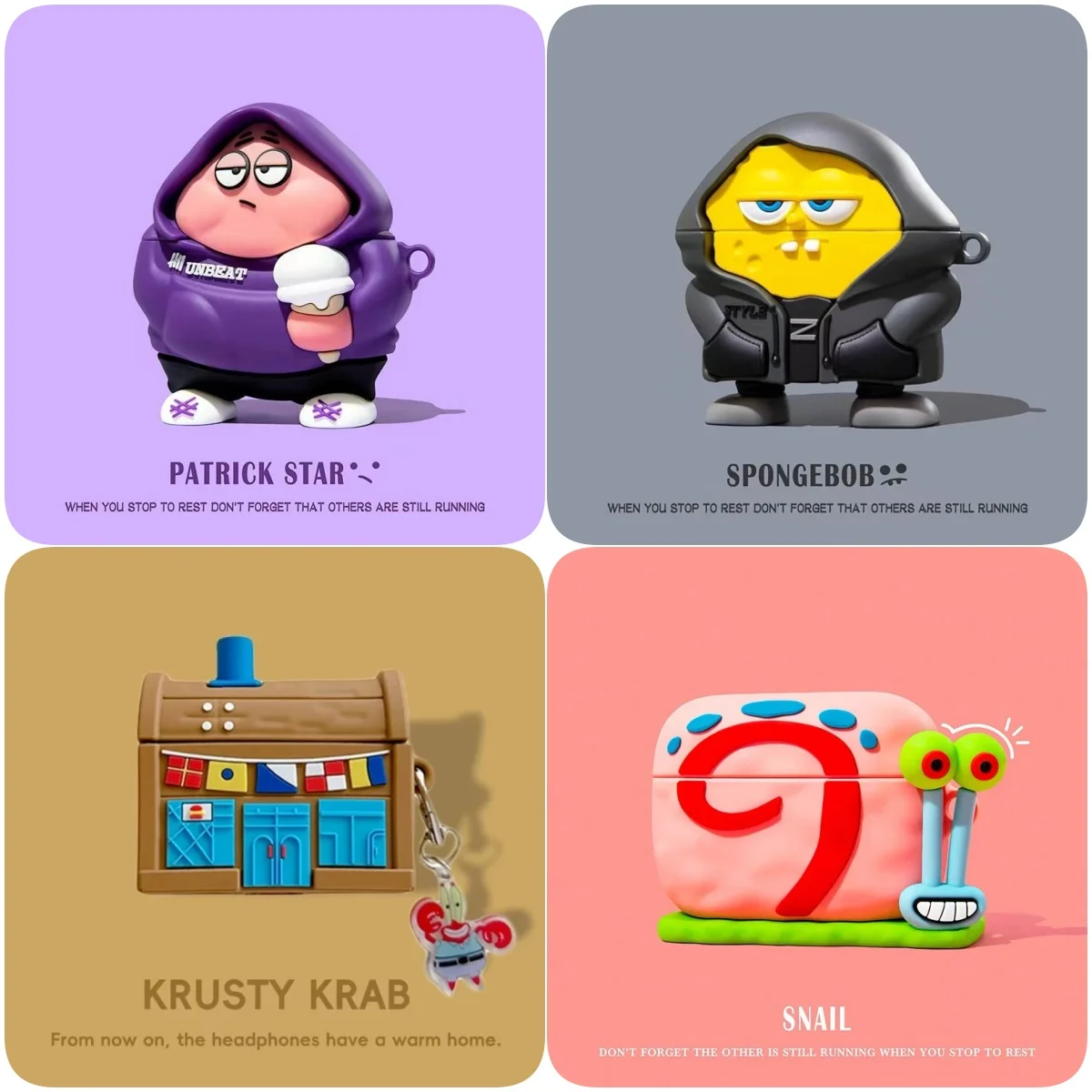 For Airpods Pro 3 Case,SpongeBob Patrick Star Snail Protective Silicone Earphone Cover For Airpods Pro 2/Airpods 4 Case Funda