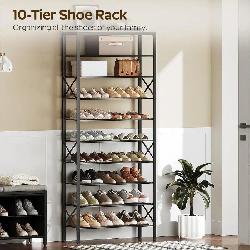 

10 Tier Large Capacity Shoe Shelf Holds 40 Pairs of Shoes, Durable and Stable, for Entryway, Closet, Hallway, Dorm Room