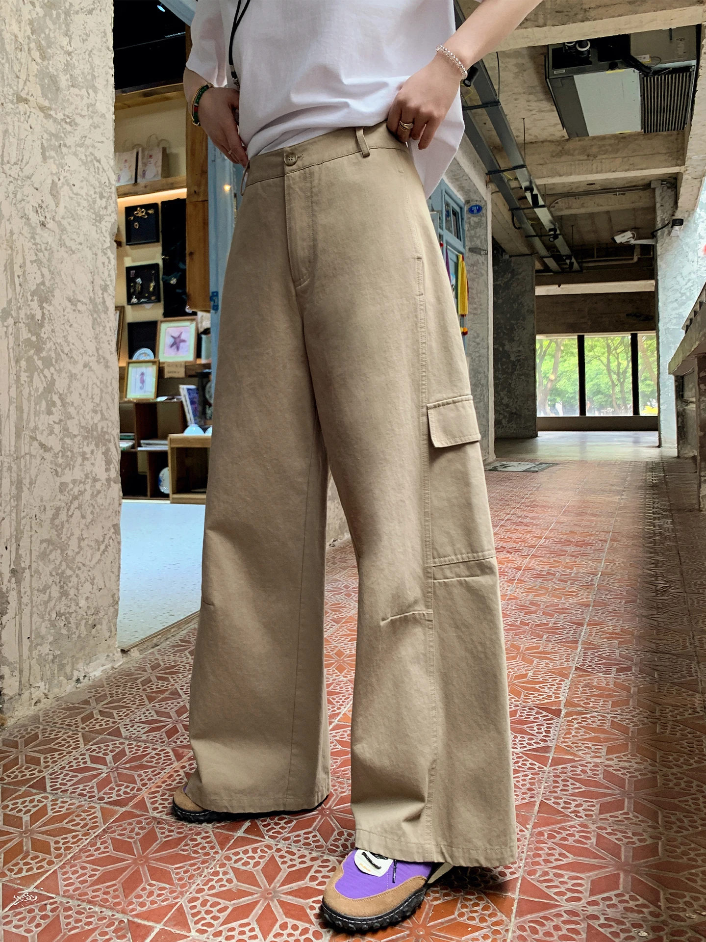 

Liberlin Casual Cotton Wide Leg Pants Women's Loose Fit Versatile Straight Tube Long Trousers Spring 2026 New Sle